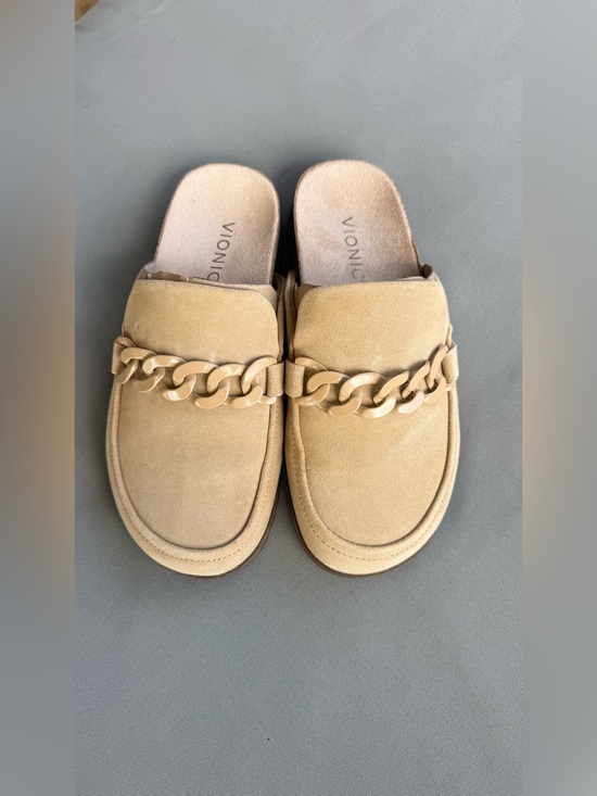 Vionic Shoes - Vionic Georgie Chain Mule Loafers Beige Suede Comfort Slip On Shoes US 6 New